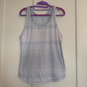 Lululemon Women's Cool Racerback Tank Top Gray Blue Striped Size 10/12